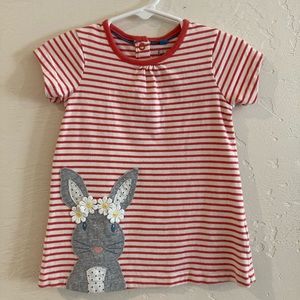Mini Baby Boden Appliqué Bunny Dress 3-6 Month Easter Stripes Red White